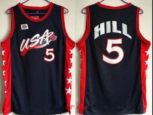 1996 Olympics Team USA Men's #5 Grant Hill Navy Blue Stitched Basketball Swingman Jersey