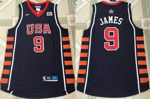 2004 Olympics Team USA Men's #9 LeBron James Navy Blue Stitched Basketball Reebok Swingman Jersey