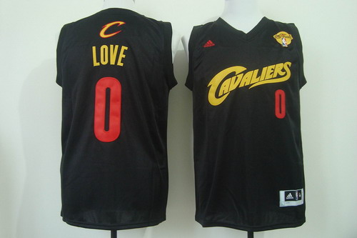 Men's Cleveland Cavaliers #0 Kevin Love 2017 The NBA Finals Patch Black With Red Fashion Jersey