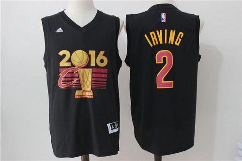 Men's Cleveland Cavaliers Kyrie Irving #2 adidas Black 2017 NBA Finals Patch Champions Stitched Jersey