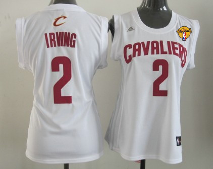 Women's Cleveland Cavaliers #2 Kyrie Irving White 2017 The NBA Finals Patch Jersey