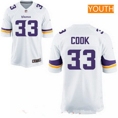Youth 2017 NFL Draft Minnesota Vikings #33 Dalvin Cook White Road Stitched NFL Nike Game Jersey