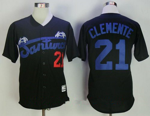 Men's Puerto Rico Cangrejeros De Santurce #21 Roberto Clemente Black Stitched Baseball Jersey