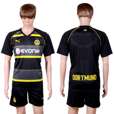 2016-17 Dortmund Blank or Custom Away Soccer Men's Black Shirt Kit