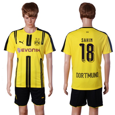 2016-17 Dortmund #18 SAHIN Home Soccer Men's Yellow Shirt Kit