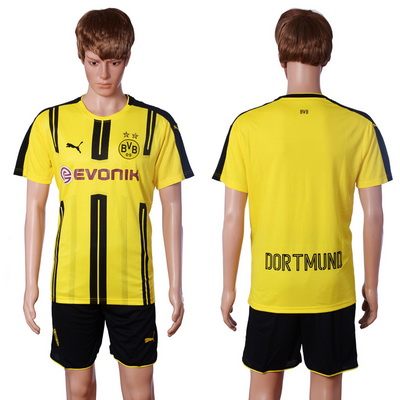 2016-17 Dortmund Blank or Custom Home Soccer Men's Yellow Shirt Kit