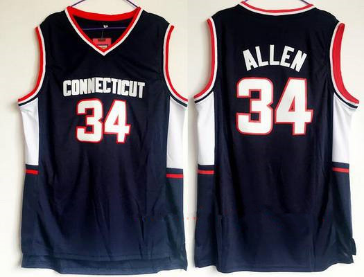 Men's University Of Connecticut #34 Ray Allen Navy Blue College Basketball Swingman Stitched NCAA Jersey