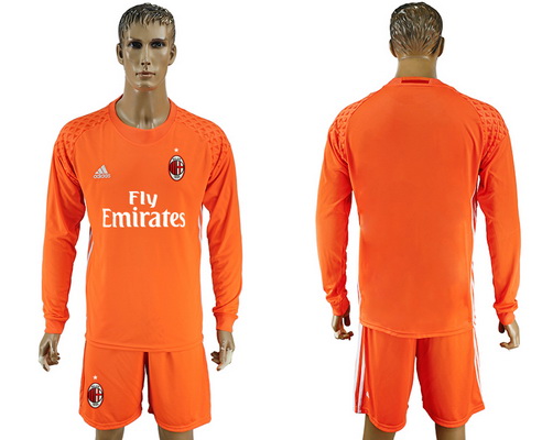 2016-17 AC Milan Blank or Custom Orange Goalkeeper Long Sleeve Soccer Jersey