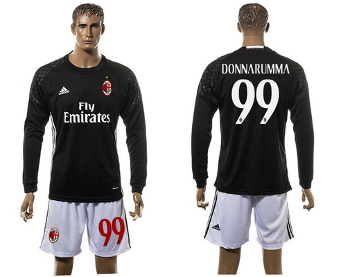 2016-17 AC Milan #99 DONNARUMMA All Black Goalkeeper Long Sleeve Soccer Jersey