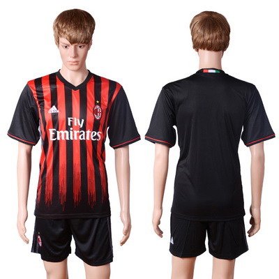 2016-17 AC Milan Blank or Custom Home Soccer Men's Black Shirt Kit