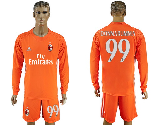 2016-17 AC Milan #99 DONNARUMMA Orange Goalkeeper Long Sleeve Soccer Jersey