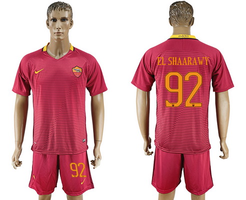 2016-17 ROMA #92 EL SHAARAWY Home Soccer Men's Red Shirt Kit