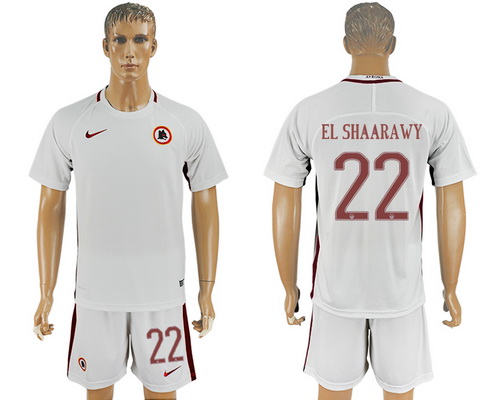 2016-17 ROMA #22 EL SHAARAWY Away Soccer Men's White Shirt Kit