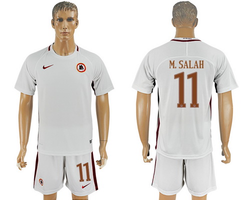 2016-17 ROMA #11 M.SALAH Away Soccer Men's White Shirt Kit