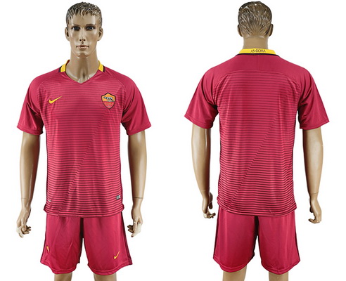 2016-17 ROMA Blank or Custom Home Soccer Men's Red Shirt Kit