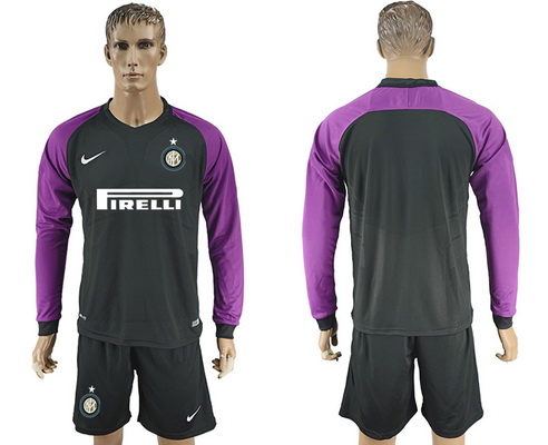 2016-17 Inter Milan Blank or Custom Black Long Sleeve Goalkeeper Soccer Jersey