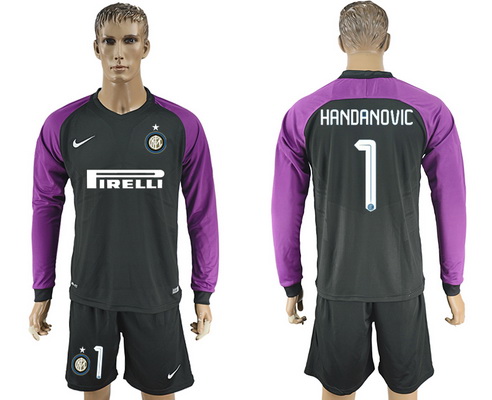 2016-17 Inter Milan #1 HANDANOVIC Black Long Sleeve Goalkeeper Soccer Jersey
