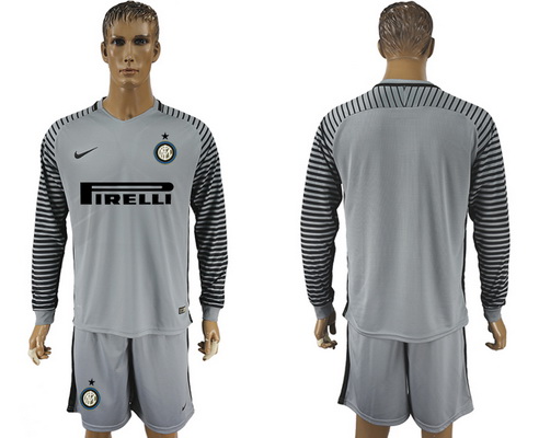 2016-17 Inter Milan Blank or Custom Gray Long Sleeve Goalkeeper Soccer Jersey