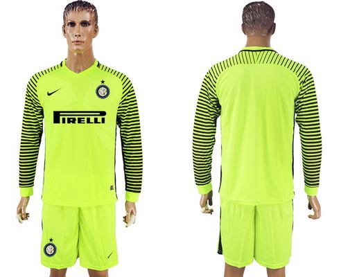 2016-17 Inter Milan Blank or Custom Green Long Sleeve Goalkeeper Soccer Jersey