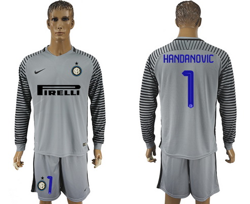 2016-17 Inter Milan #1 HANDANOVIC Gray Long Sleeve Goalkeeper Soccer Jersey