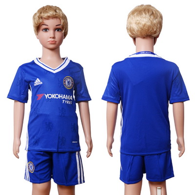 2016-17 Chelsea Blank or Custom Home Soccer Youth Blue Shirt Kit