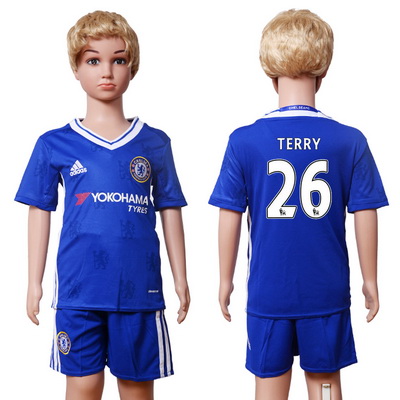 2016-17 Chelsea #26 TERRY Home Soccer Youth Blue Shirt Kit