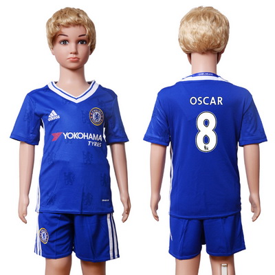 2016-17 Chelsea #8 OSCAR Home Soccer Youth Blue Shirt Kit