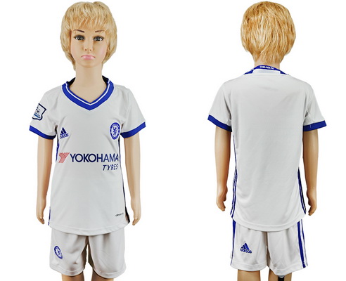 2016-17 Chelsea Blank or Custom Away Soccer Youth White Shirt Kit