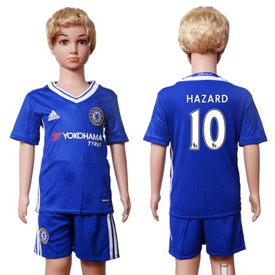 2016-17 Chelsea #10 HAZARD Home Soccer Youth Blue Shirt Kit