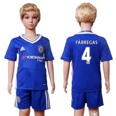 2016-17 Chelsea #4 FABREGAS Home Soccer Youth Blue Shirt Kit
