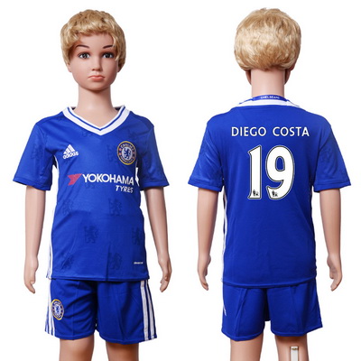 2016-17 Chelsea #19 DIEGO COSTA Home Soccer Youth Blue Shirt Kit