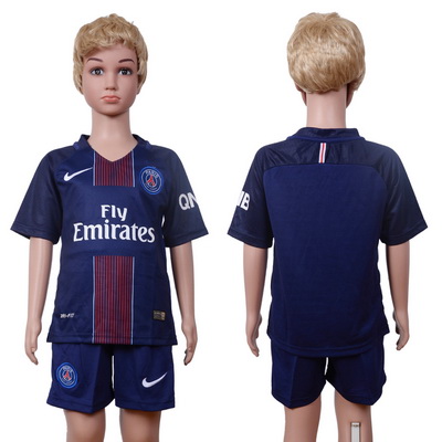 2016-17 Paris Saint-Germain Blank or Custom Home Soccer Youth Navy Blue Shirt Kit
