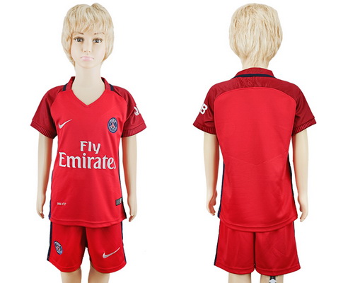 2016-17 Paris Saint-Germain Blank or Custom Away Soccer Youth Red Shirt Kit