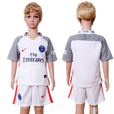 2016-17 Paris St Germain Blank or Custom Away Soccer Youth White Shirt Kit