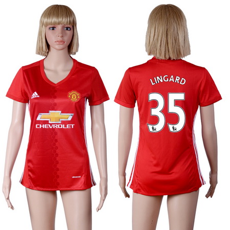 2016-17 Manchester United #35 LINGARD Home Soccer Women's Red AAA+ Shirt