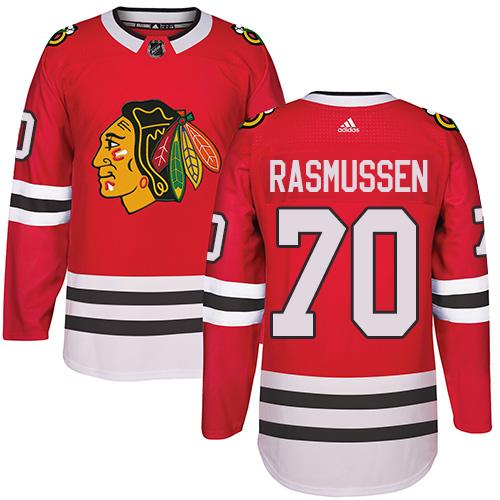 Adidas Chicago Blackhawks #70 Dennis Rasmussen Red Home Authentic Stitched NHL Jersey