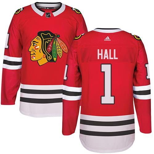 Adidas Chicago Blackhawks #1 Glenn Hall Red Home Authentic Stitched NHL Jersey