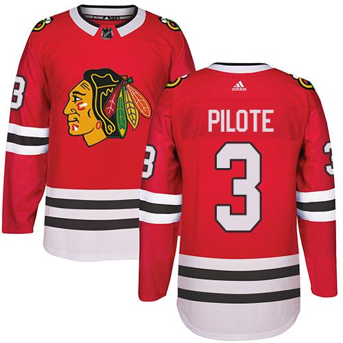 Adidas Chicago Blackhawks #3 Pierre Pilote Red Home Authentic Stitched NHL Jersey