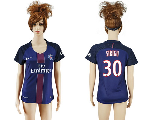 2016-17 Paris Saint-Germain #30 SIRIGU Home Soccer Women's Navy Blue AAA+ Shirt
