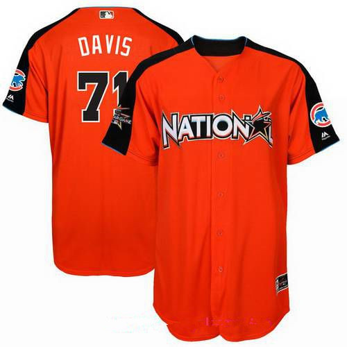 Men's National League Chicago Cubs #71 Wade Davis Majestic Orange 2017 MLB All-Star Game Home Run Derby Player Jersey
