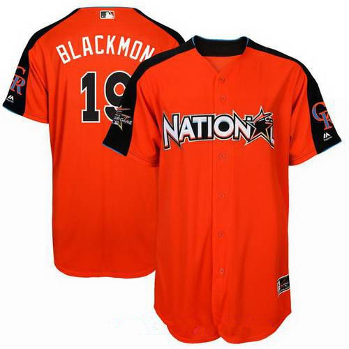 Men's National League Colorado Rockies #19 Charlie Blackmon Majestic Orange 2017 MLB All-Star Game Home Run Derby Player Jersey