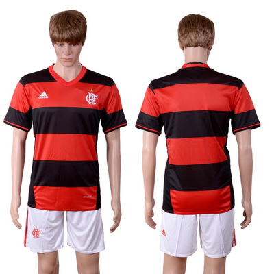 2016-17 Flamengo Home Blank or Custom Soccer Men's Red and Black Shirt Kit