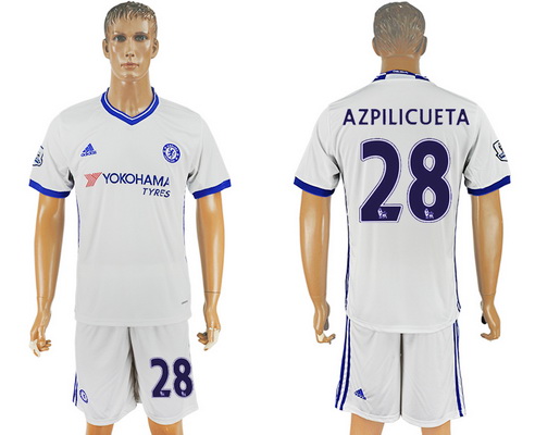 2016-17 Chelsea #28 AZPILICUETA Third Away Soccer Men's White Shirt Kit