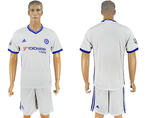 2016-17 Chelsea Blank or Custom Third Away Soccer Men's White Shirt Kit