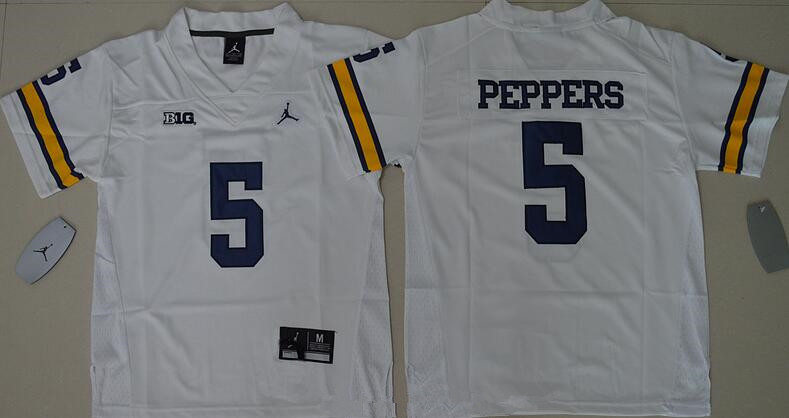 Youth Michigan Wolverines #5 Jabrill Peppers White Stitched NCAA Brand Jordan College Football Jersey
