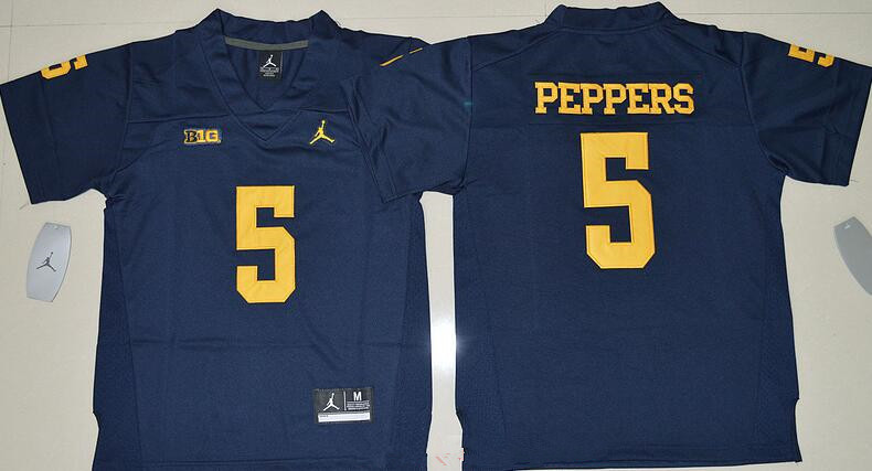 Youth Michigan Wolverines #5 Jabrill Peppers Navy Blue Stitched NCAA Brand Jordan College Football Jersey