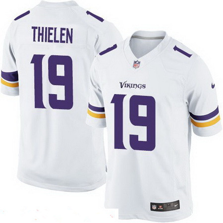 Youth Minnesota Vikings #19 Adam Thielen White Road Stitched NFL Nike Game Jersey
