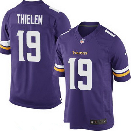 Youth Minnesota Vikings #19 Adam Thielen Purple Team Color Stitched NFL Nike Game Jersey