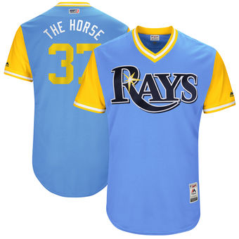 Men's Tampa Bay Rays Alex Colome The Horse Majestic Light Blue 2017 Players Weekend Authentic Jersey