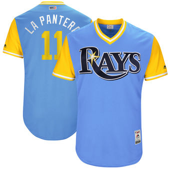 Men's Tampa Bay Rays Adeiny Hechavarria La Pantera Majestic Light Blue 2017 Players Weekend Authentic Jersey